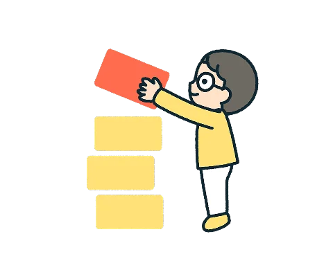 箱を積み上げる子供のイラスト