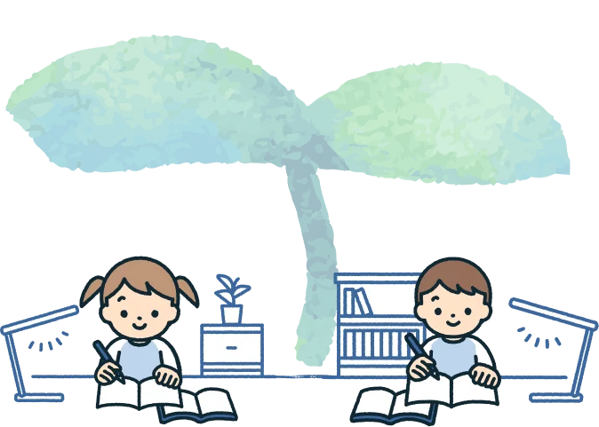 勉強に勤しむ子供のイラスト