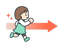 前に向かって走る子供のイラスト
