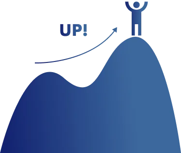 山の頂上に立つ人のアイコン